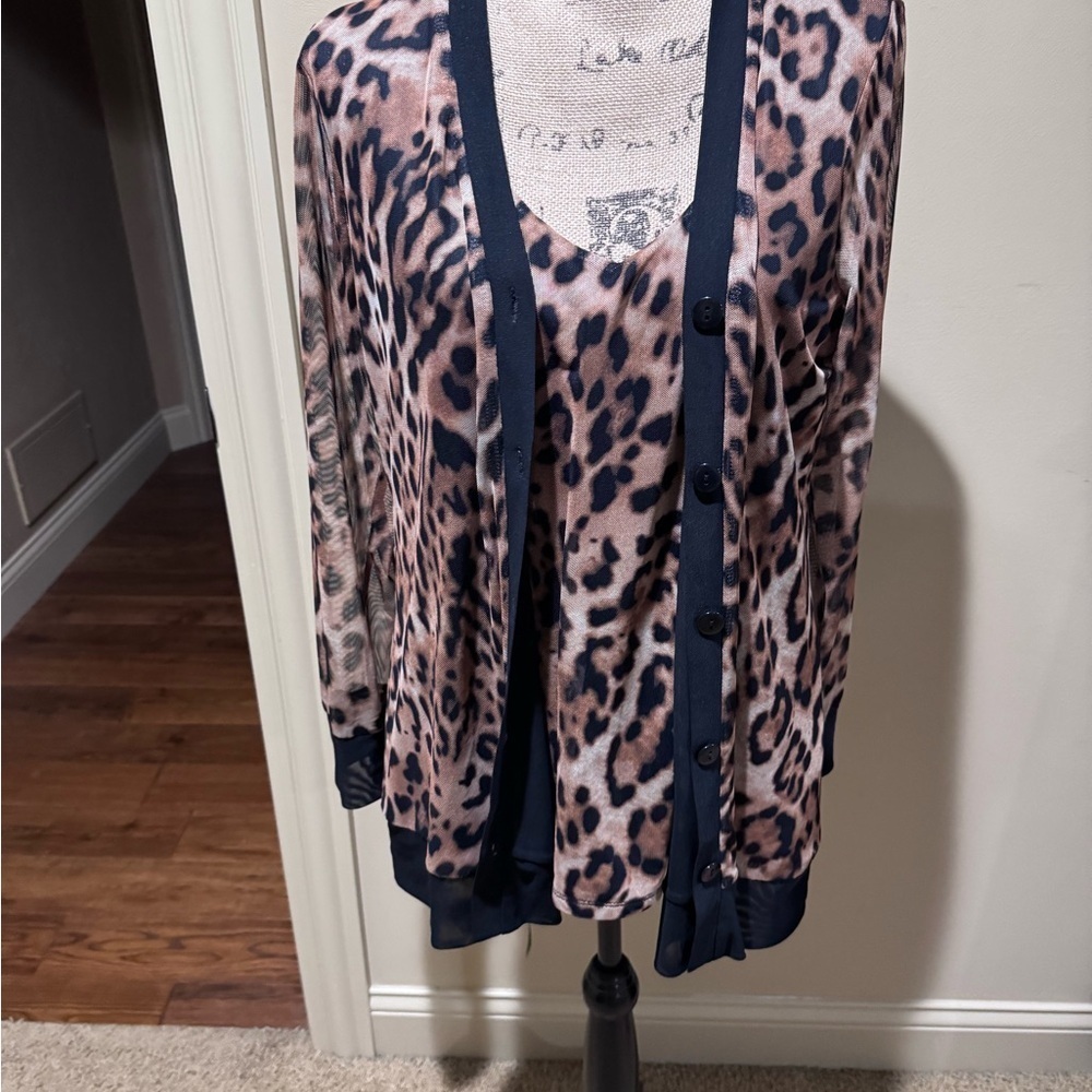 Chico's Brown and Black Leopard Print Cardigan 2 piece set - Picture 12 of 15